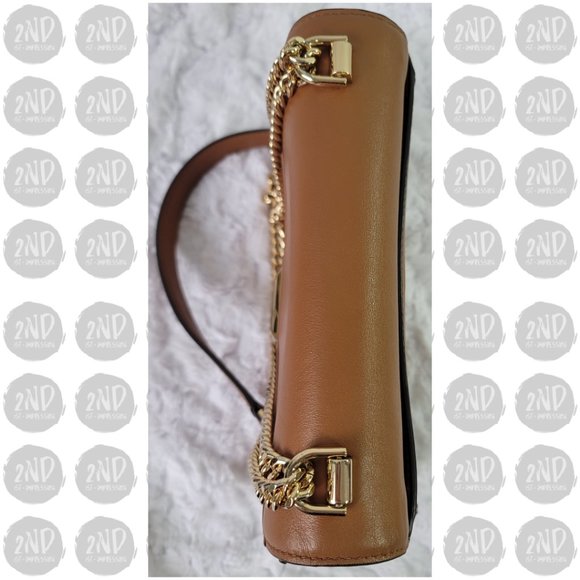 Michael Kors Whitney Large Leather Convertible Chain Shoulder Brown Leather Bag - Picture 8 of 15